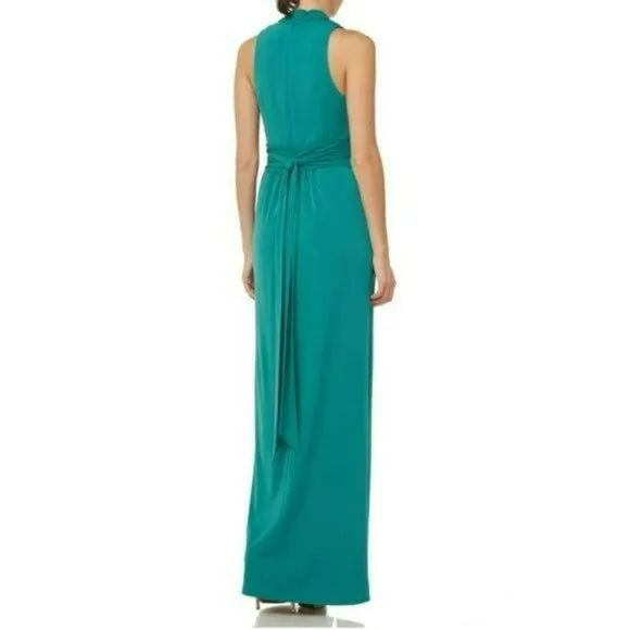 NWT HALSTON HERITAGE Draped Cowl Neck Front Slit Gown Cocktail Party Maxi Dress