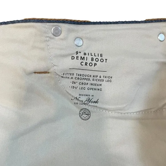 NWT J. Crew 9’’ Demi Boot Crop Jeans in Medium Wash Size 37
