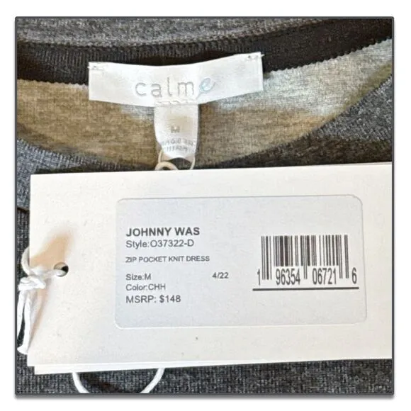 NWT Johnny Was Calme Zip Pocket Knit Dress