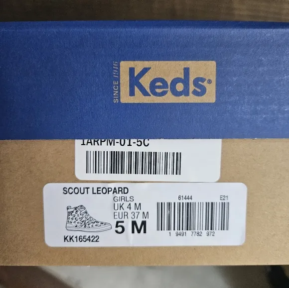 NWT Keds scout kids boots leopard water resistant size 5 M