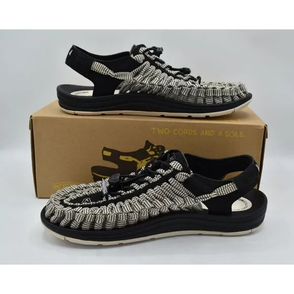NWT Keen Mens Size 10 Uneek Flat Cord Black Birch Sandals Shoes