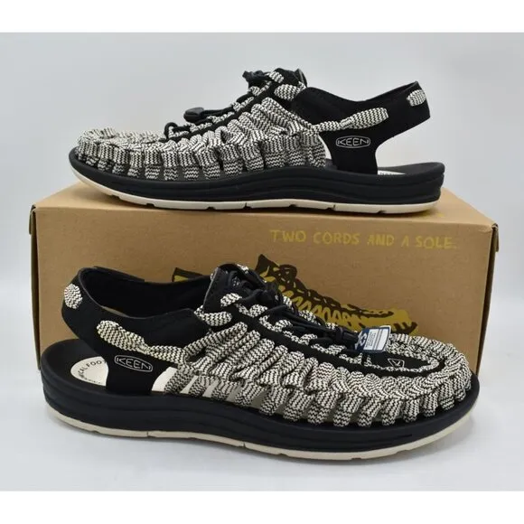 NWT Keen Mens Size 10 Uneek Flat Cord Black Birch Sandals Shoes