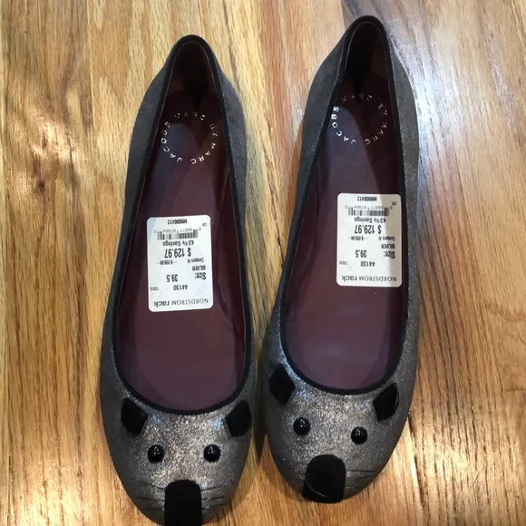 NWT Marc Jacobs metallic mouse ballet flat