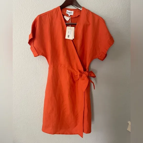 NWT NORDSTROM FRNCH Paris Wrap Woven Dress Linen Blend.  Business Casual