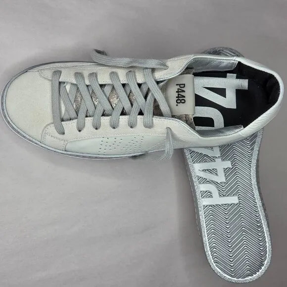 NWT P448 Women's John-W Sneakers White/Pearlz Made in Italy
