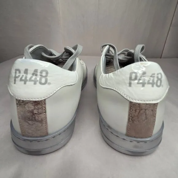 NWT P448 Women's John-W Sneakers White/Pearlz Made in Italy