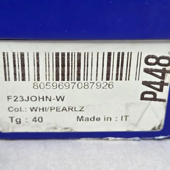 NWT P448 Women's John-W Sneakers White/Pearlz Made in Italy