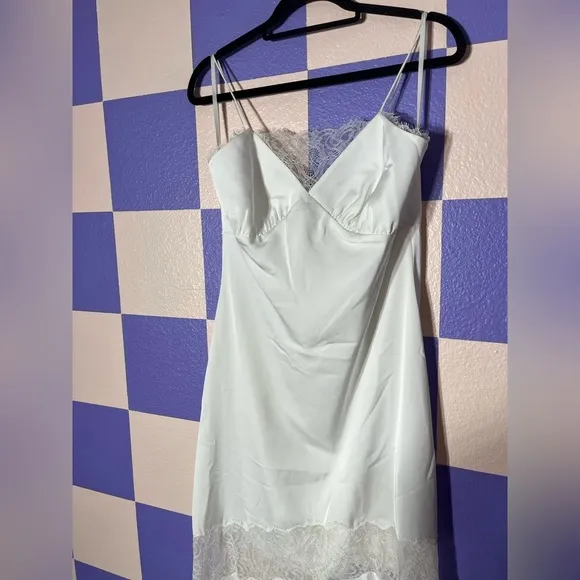 NWT Sachin   Babi Candace Slip Dress Lace Insets in Off White - Size 8
