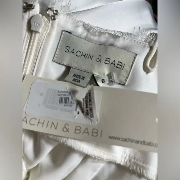 NWT Sachin   Babi Candace Slip Dress Lace Insets in Off White - Size 8