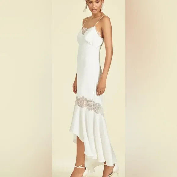 NWT Sachin   Babi Candace Slip Dress Lace Insets in Off White - Size 8