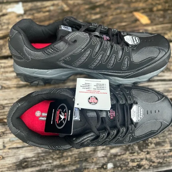 NWT Skechers Men's Cankton Steel Toe Leather &amp; Mesh Work Shoes Memory Foam Sz 13
