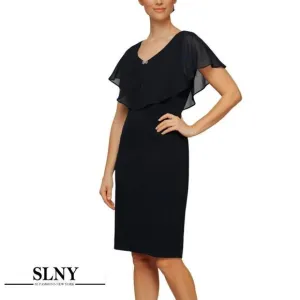 NWT SL Fashion Plus V-neck With Popover Sheer Details Sheath Mini Dress