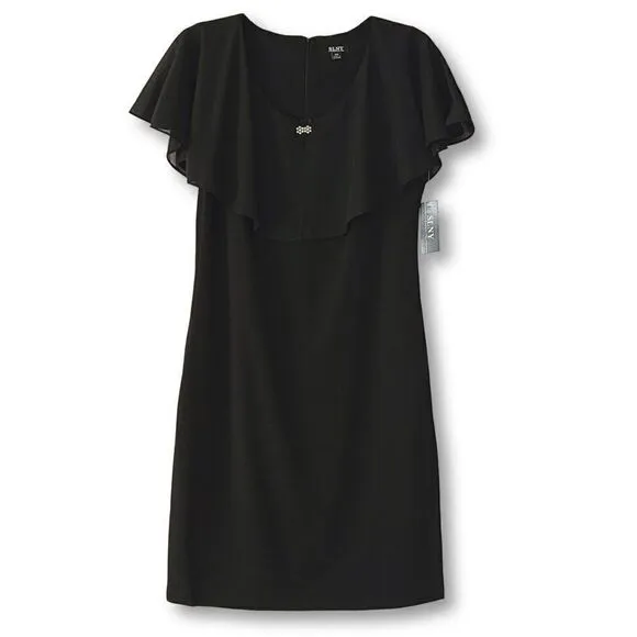 NWT SL Fashion Plus V-neck With Popover Sheer Details Sheath Mini Dress