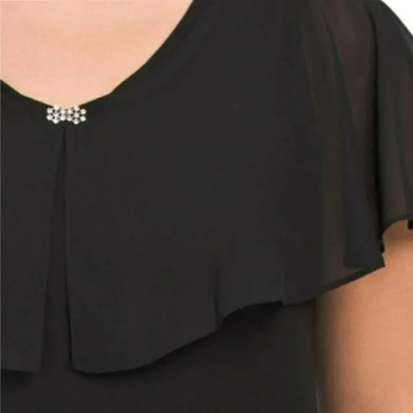 NWT SL Fashion Plus V-neck With Popover Sheer Details Sheath Mini Dress