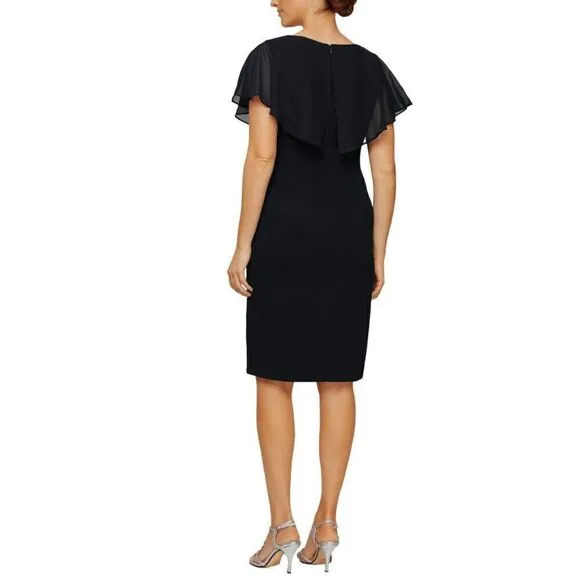 NWT SL Fashion Plus V-neck With Popover Sheer Details Sheath Mini Dress