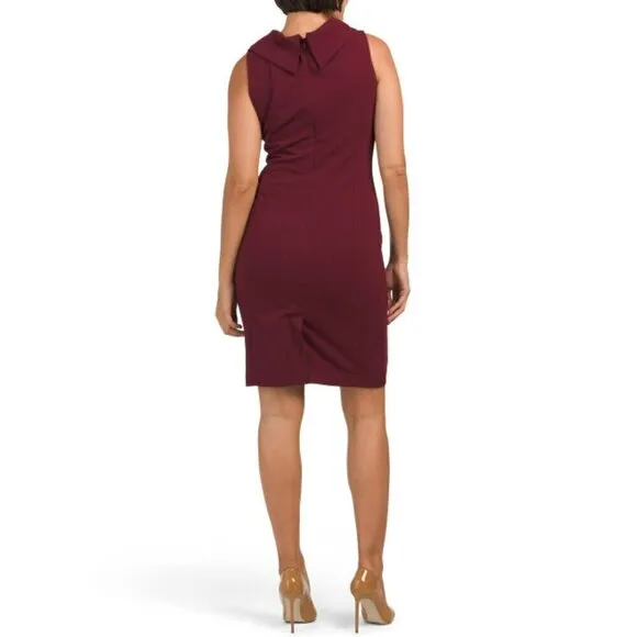 NWT TAHARI ASL Women's Envelope Button Collar Pleated Mini Dress