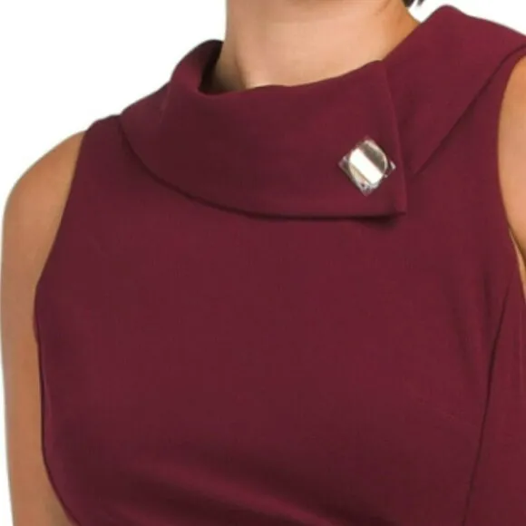 NWT TAHARI ASL Women's Envelope Button Collar Pleated Mini Dress