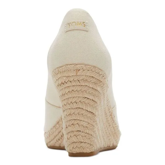 NWT TOMS Womens Beige Michelle Peep Toe Wedge Slip On Espadrille Shoes 10
