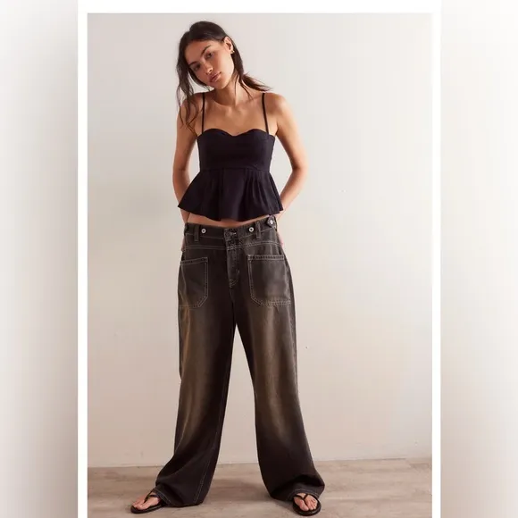 NWT We The Free Palmer Cuffed Jeans in Chalkboard