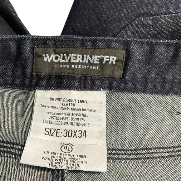 NWT Wolverine FR Flame Resistant Stretch Rince Wash Denim Size 30 X 34