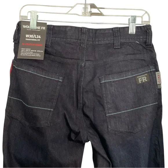 NWT Wolverine FR Flame Resistant Stretch Rince Wash Denim Size 30 X 34