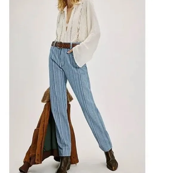 NWT Wrangler Sunset Stripe Mid-Rise Straight Jeans 30x29 free people