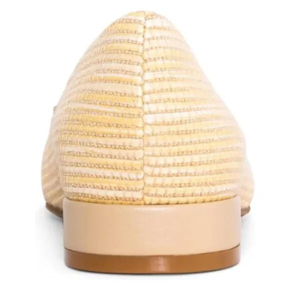 Nydj Women's Baran Ballerina Flat Raffia Upper Block Heel Size 5M, NATURAL
