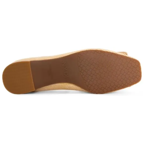 Nydj Women's Baran Ballerina Flat Raffia Upper Block Heel Size 5M, NATURAL