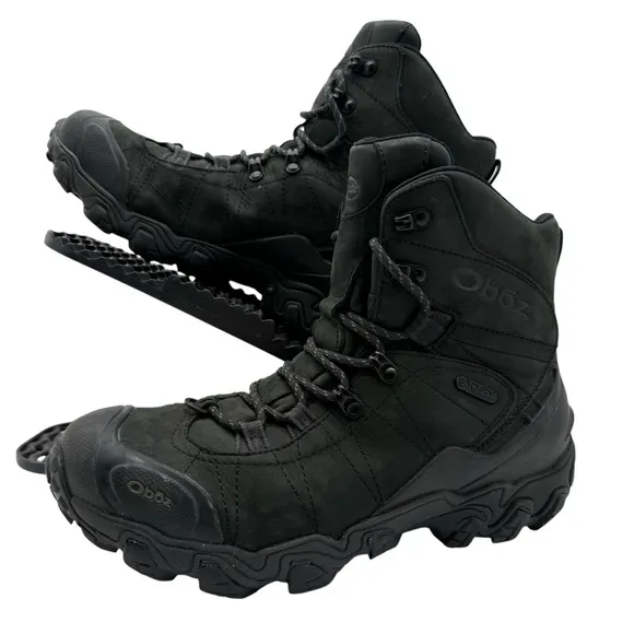 Oboz Bridger Mid Mens 9 B-Dry Primaloft Hiking Boots Shoes Black Leather Ankle