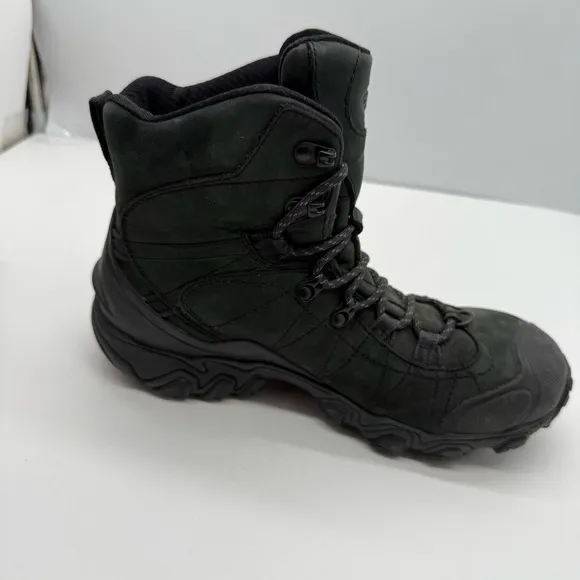 Oboz Bridger Mid Mens 9 B-Dry Primaloft Hiking Boots Shoes Black Leather Ankle