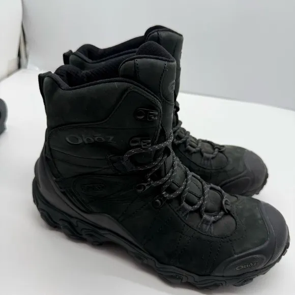 Oboz Bridger Mid Mens 9 B-Dry Primaloft Hiking Boots Shoes Black Leather Ankle