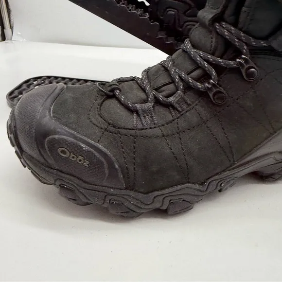 Oboz Bridger Mid Mens 9 B-Dry Primaloft Hiking Boots Shoes Black Leather Ankle