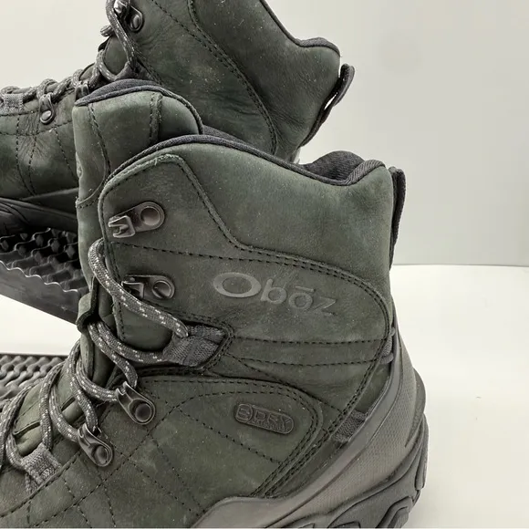 Oboz Bridger Mid Mens 9 B-Dry Primaloft Hiking Boots Shoes Black Leather Ankle