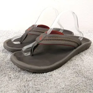 OluKai Hokua Sandals Mens Size 13 Shoes Slip On Thong Flip Flop Beach Dark Brown