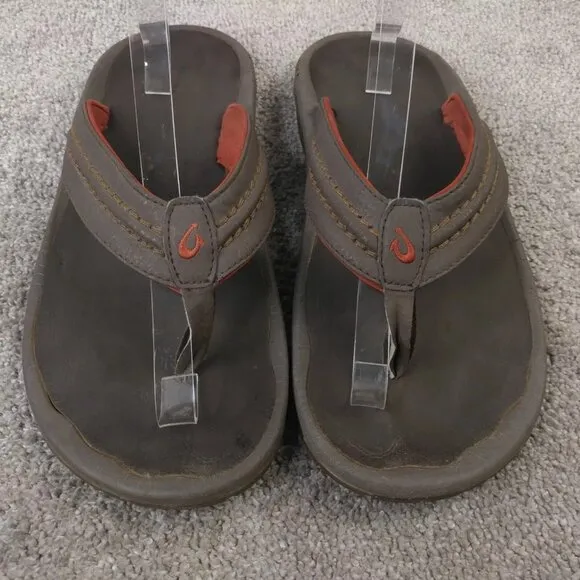 OluKai Hokua Sandals Mens Size 13 Shoes Slip On Thong Flip Flop Beach Dark Brown