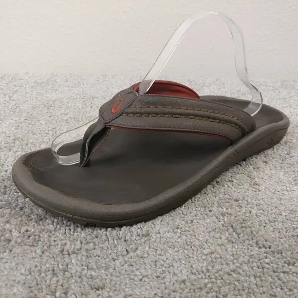 OluKai Hokua Sandals Mens Size 13 Shoes Slip On Thong Flip Flop Beach Dark Brown