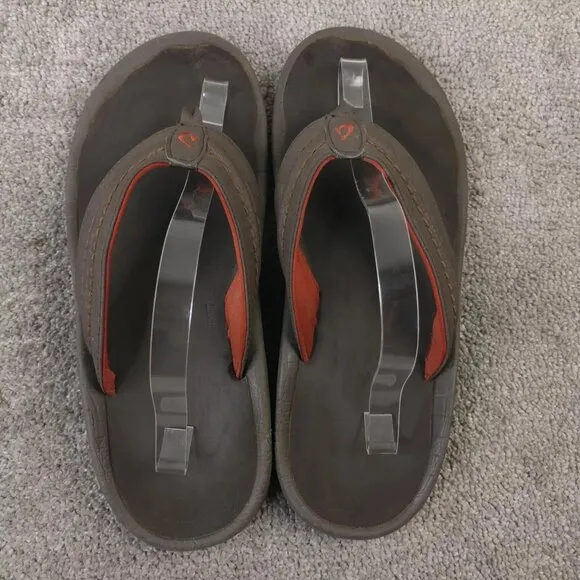 OluKai Hokua Sandals Mens Size 13 Shoes Slip On Thong Flip Flop Beach Dark Brown