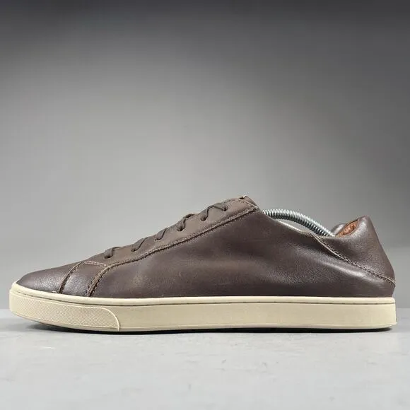 Olukai Kahu Pahaha Men's 11 Brown Leather Casual Comfort Sneakers Lace Up Shoes