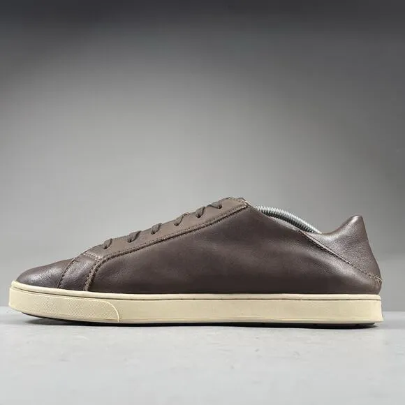 Olukai Kahu Pahaha Men's 11 Brown Leather Casual Comfort Sneakers Lace Up Shoes