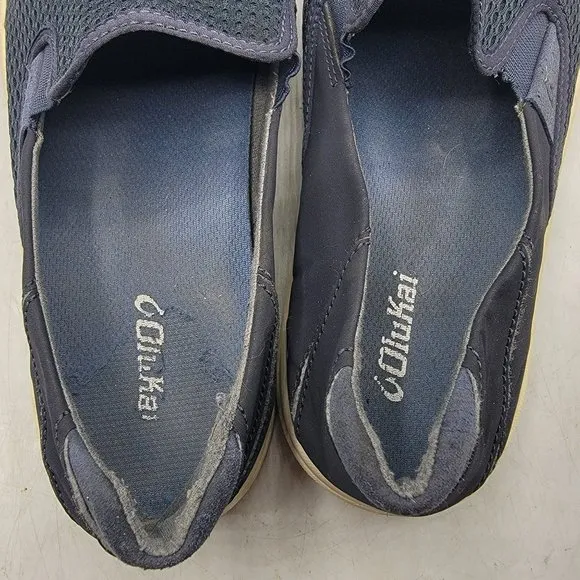 Olukai Lae Ahi Mens 13 Blue Slip On Sneakers Shoes Casual Walking 10443-TFTF
