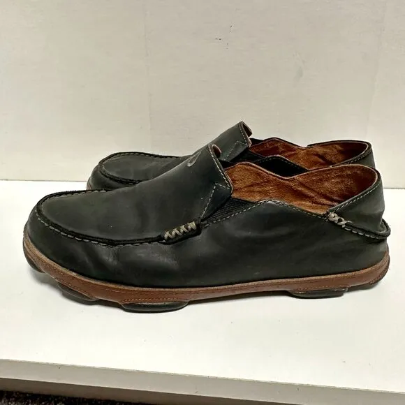 OluKai Moloā Leather Slip On Shoes