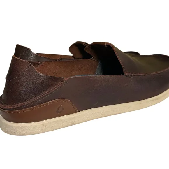 Olukai Nalukai  Slip-On Men's Brown Leather Loafers Sz 10