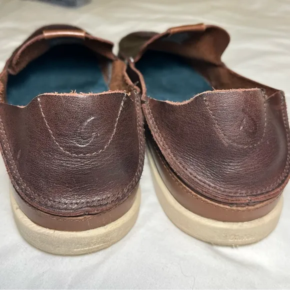 Olukai Nalukai  Slip-On Men's Brown Leather Loafers Sz 10