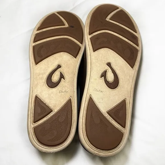 Olukai Nalukai  Slip-On Men's Brown Leather Loafers Sz 10