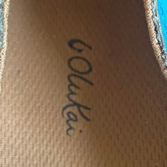 Olukai Pehuea Slip On Mesh Flat Comfort Shoes Like New Turquoise Blue 8.5