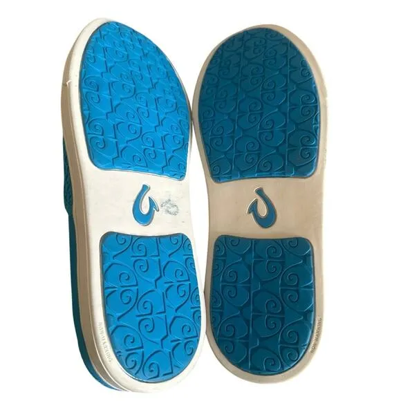 Olukai Pehuea Slip On Mesh Flat Comfort Shoes Like New Turquoise Blue 8.5