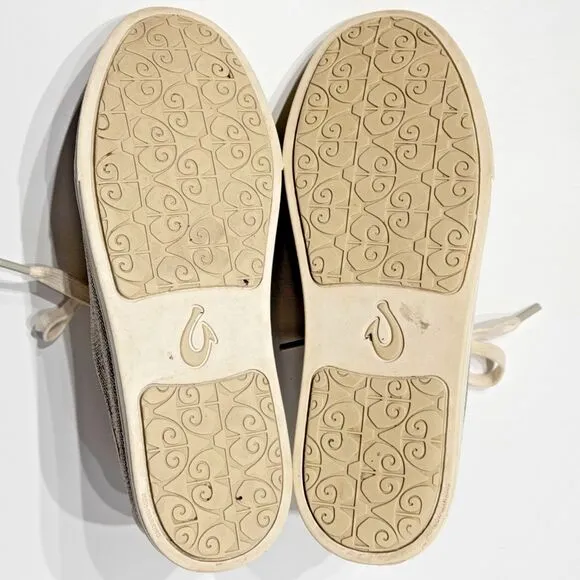 OluKai Women’s Pehuea Li Slip On Shoes Beige Gray Mesh Convertible Heel Size 7