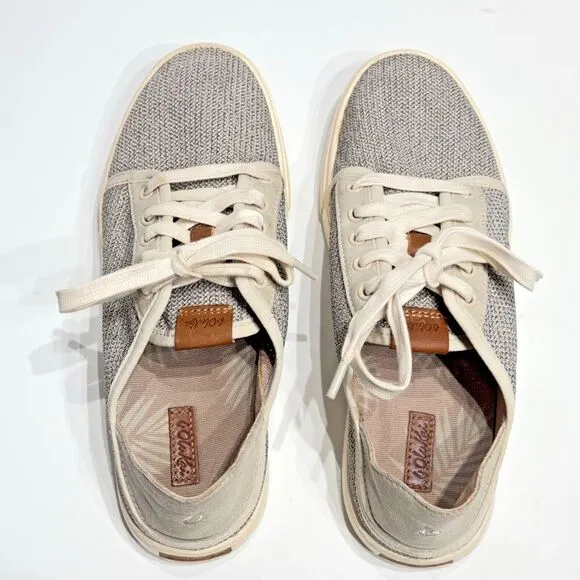 OluKai Women’s Pehuea Li Slip On Shoes Beige Gray Mesh Convertible Heel Size 7