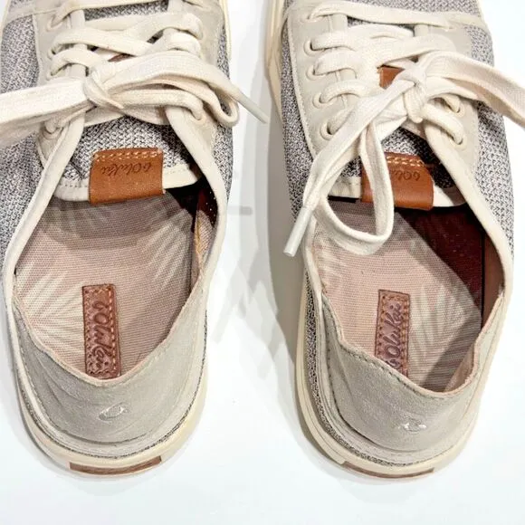 OluKai Women’s Pehuea Li Slip On Shoes Beige Gray Mesh Convertible Heel Size 7