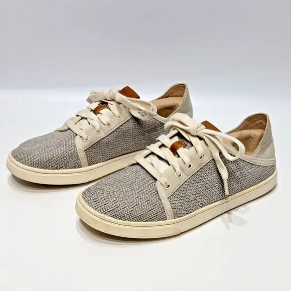 OluKai Women’s Pehuea Li Slip On Shoes Beige Gray Mesh Convertible Heel Size 7